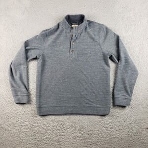 Marine Layer Sweater Mens Large Gray Blue Henley Clayton Textured Mock Neck